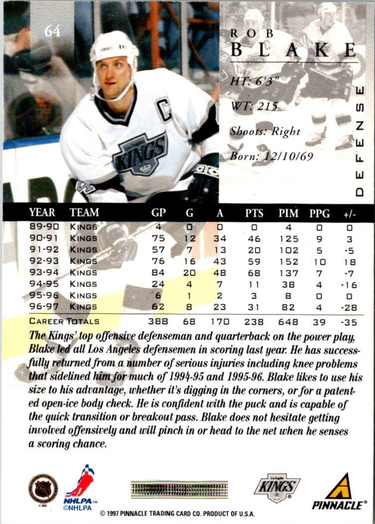 1997 Pinnacle Rob Blake