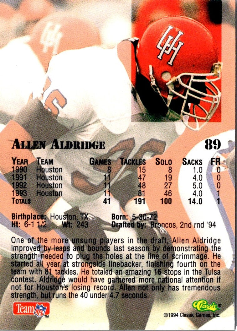 1994 Classic NFL Draft Allen Aldridge