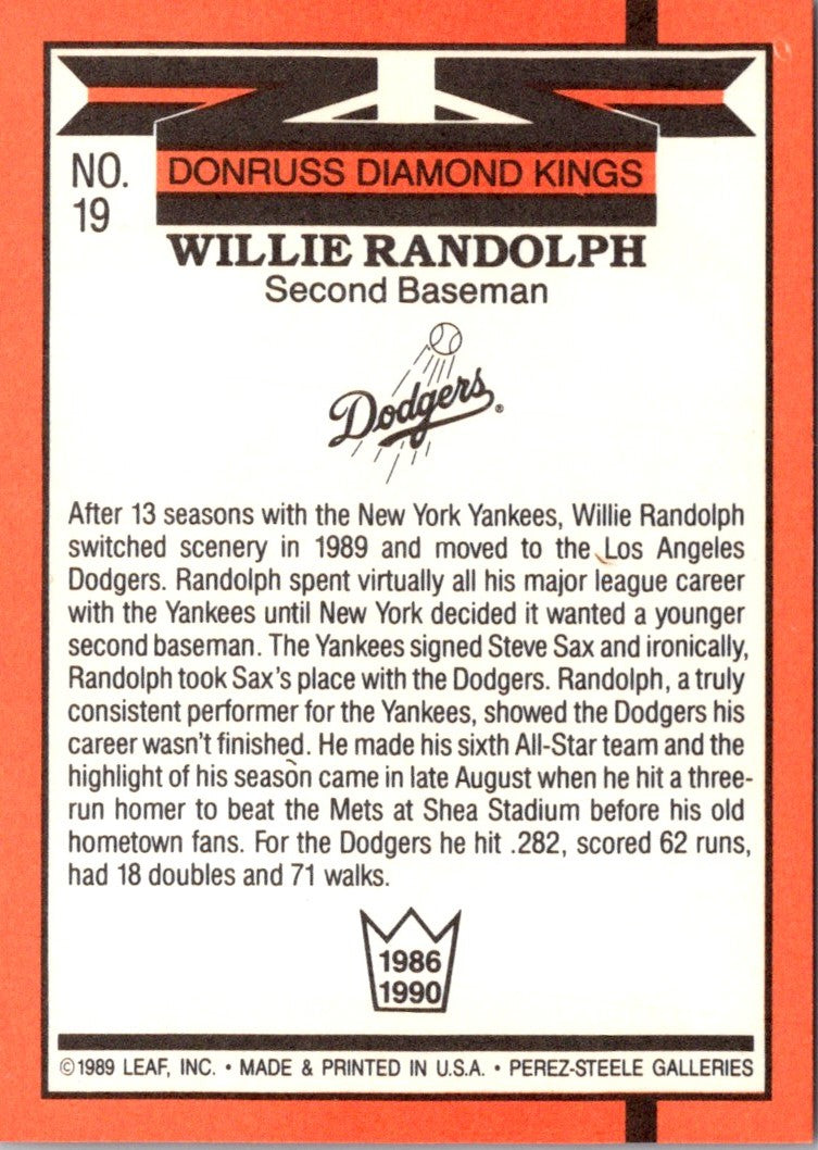 1987 Donruss Willie Randolph