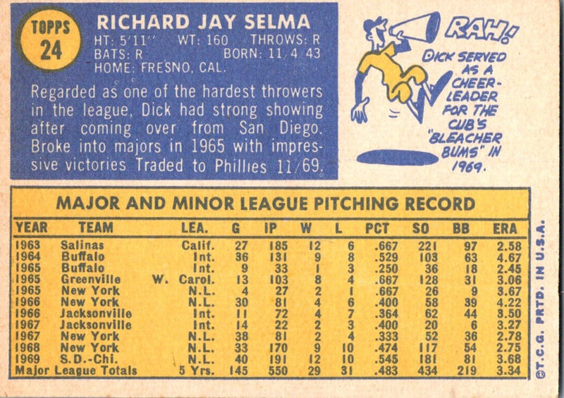 1970 Topps Dick Selma