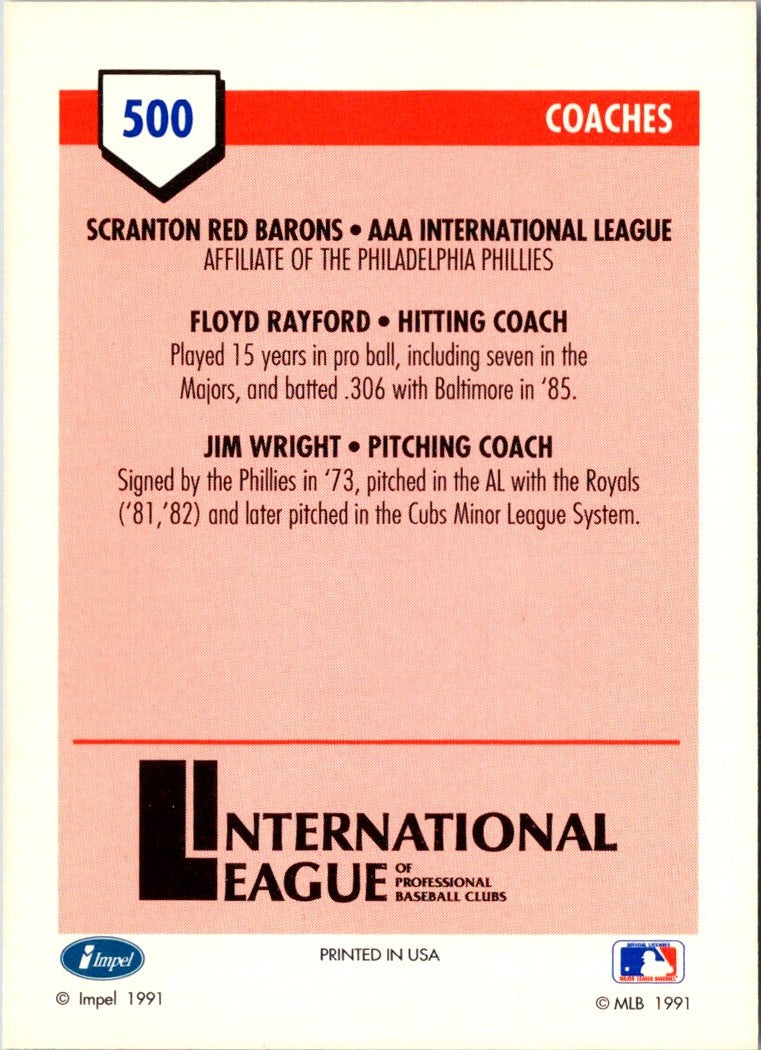 1991 Line Drive AAA Floyd Rayford/Jim Wright