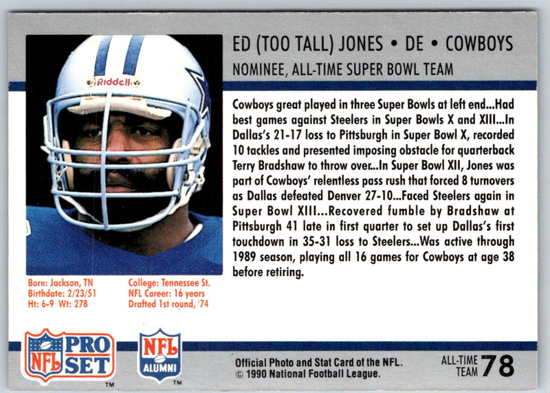 1990 Pro Set Super Bowl 160 Ed (Too Tall) Jones