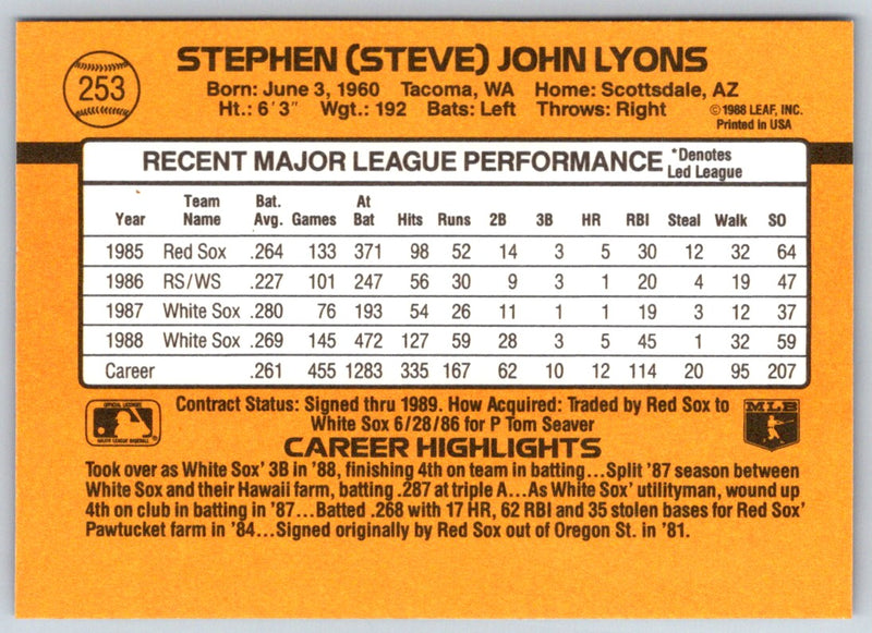 1989 Donruss Steve Lyons