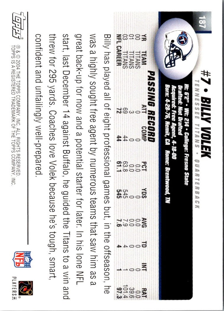 2004 Topps Billy Volek