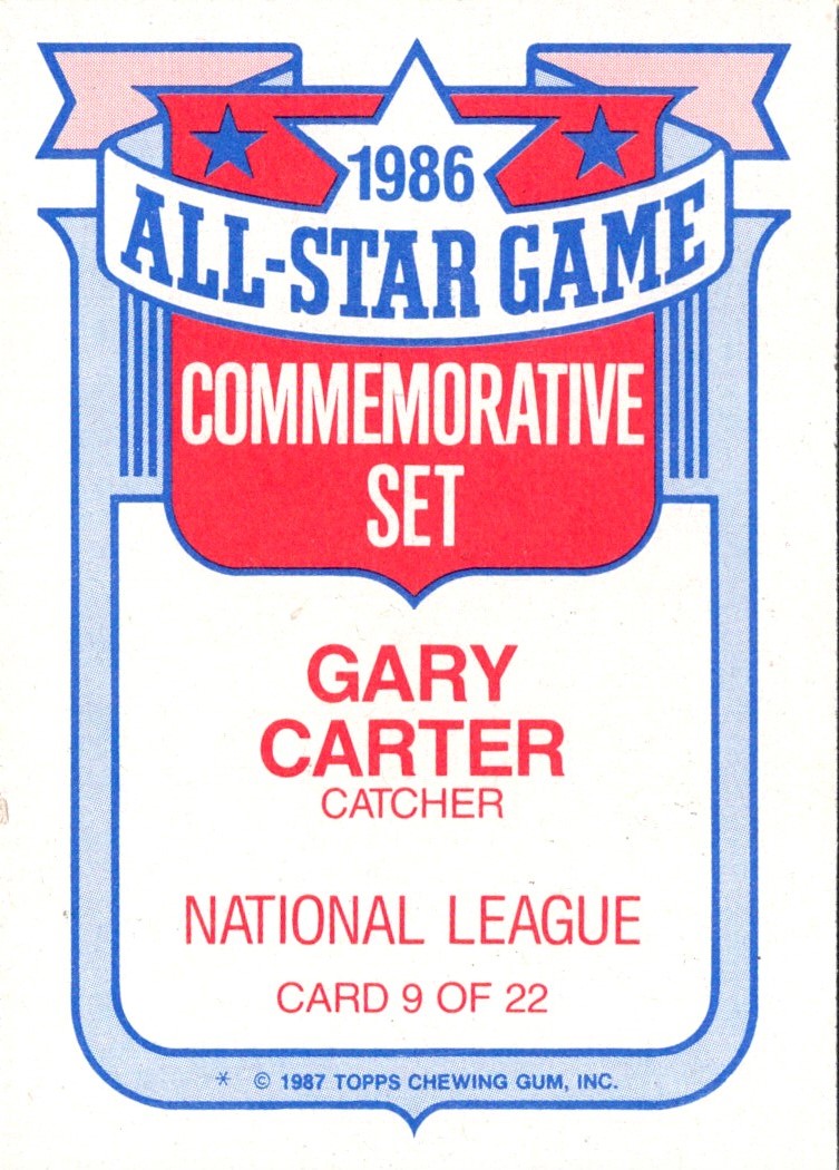 1987 Topps Glossy All-Stars Gary Carter