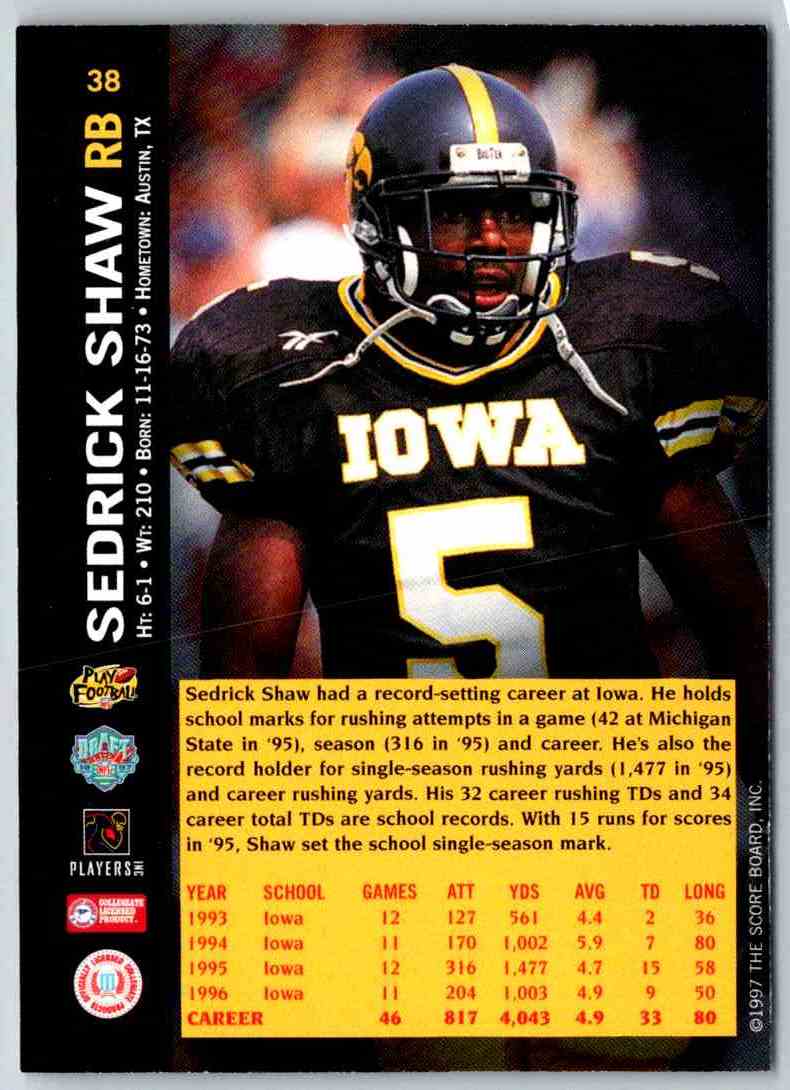 1997 Score Board Sb Sedrick Shaw