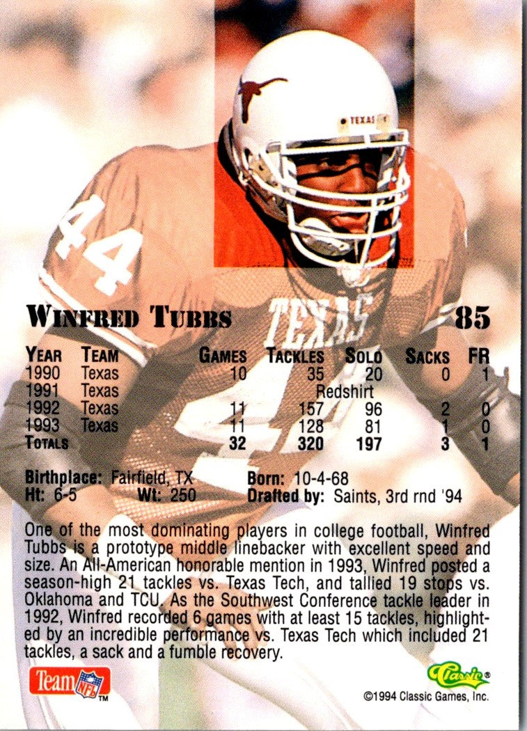 1994 Classic NFL Draft Winfred Tubbs