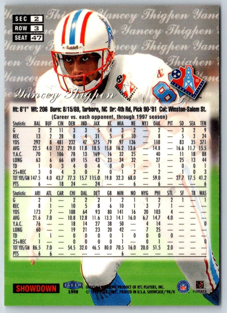 1998 Flair Showcase Yancey Thigpen