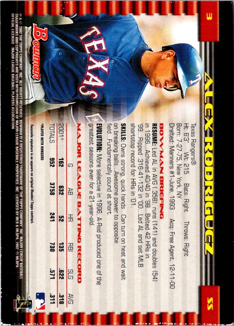 2002 Bowman Gold Alex Rodriguez