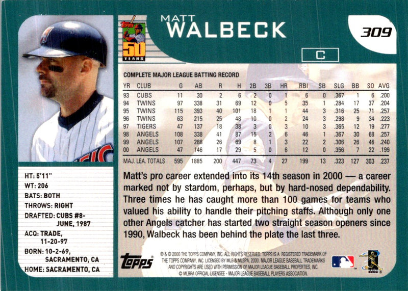 2001 Topps Matt Walbeck