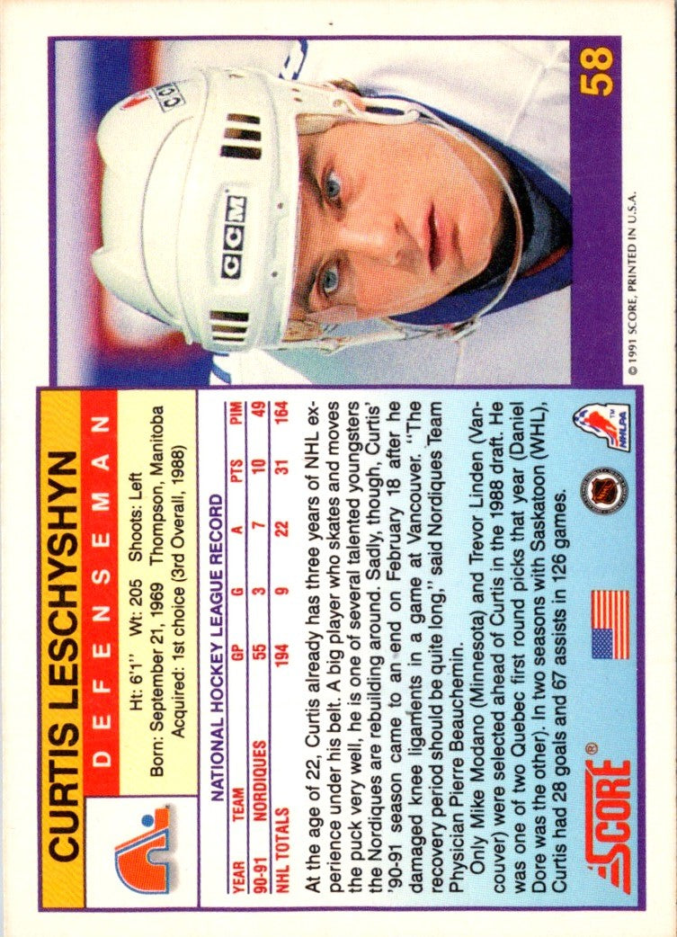 1991 Score Curtis Leschyshyn