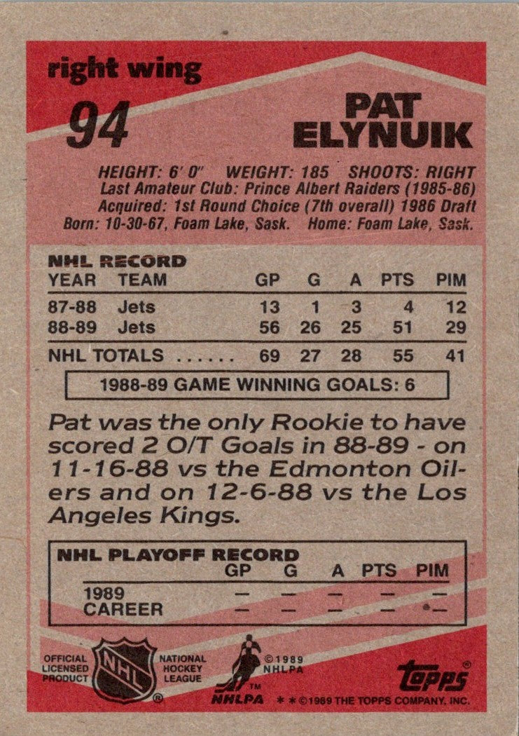 1989 Topps Pat Elynuik