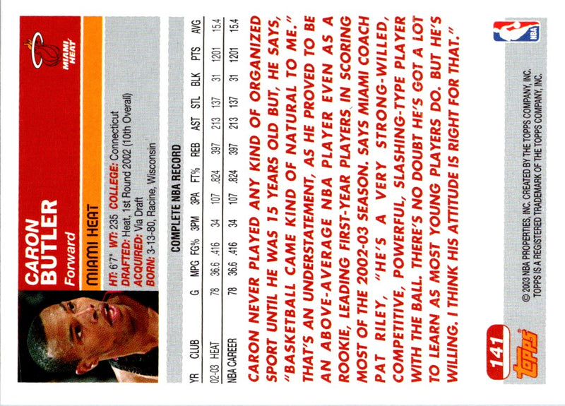 2003 Topps Caron Butler
