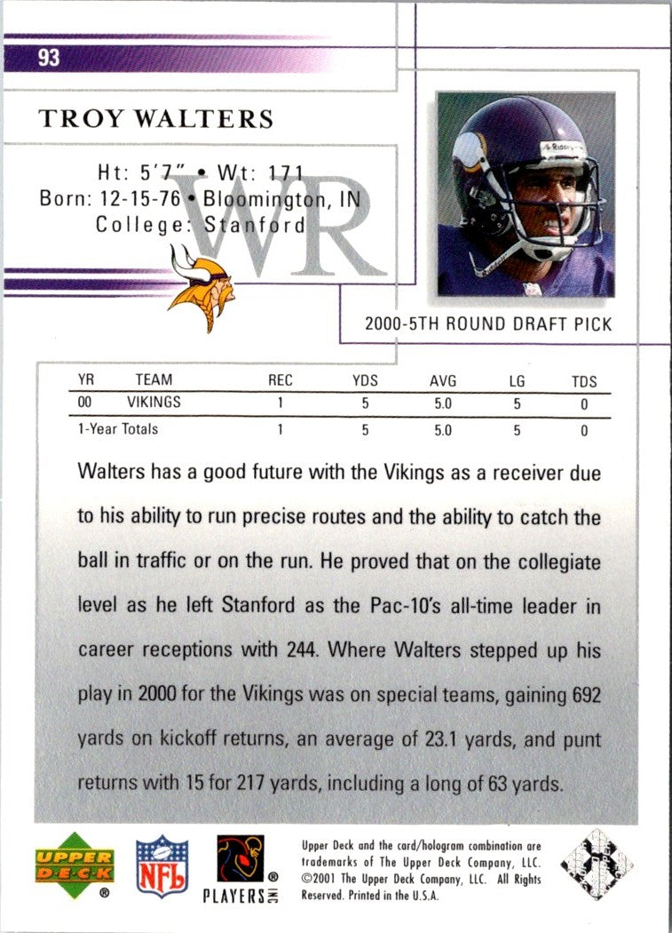 2001 Upper Deck Troy Walters