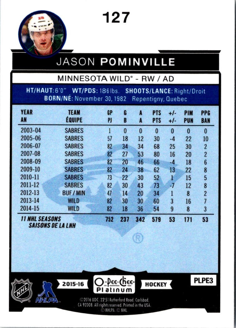 2015 O-Pee-Chee Platinum Jason Pominville