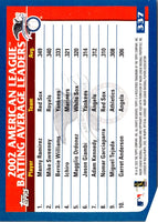 2003 Topps American League Batting Average Leaders #337