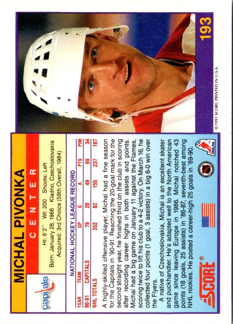 1991 Score American Michal Pivonka