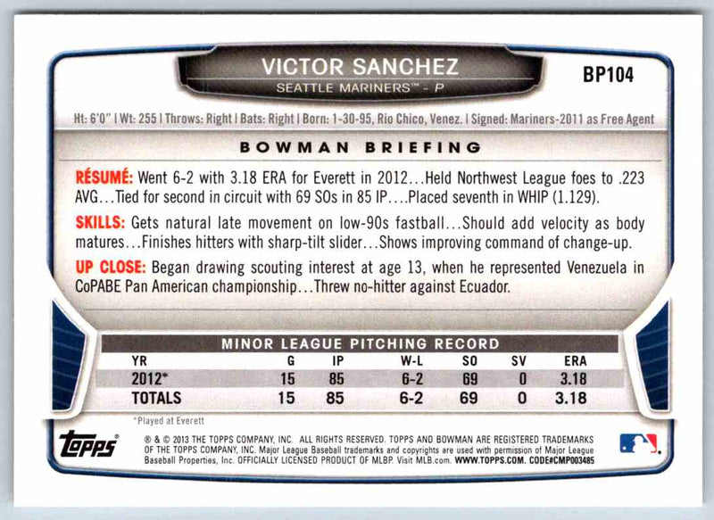 2013 Bowman Victor Sanchez