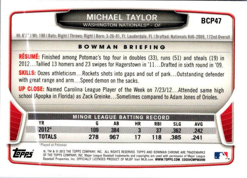 2013 Bowman Chrome Prospects Michael Taylor