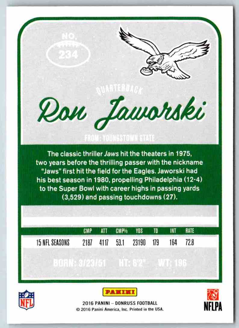 2016 Donruss Ron Jaworski