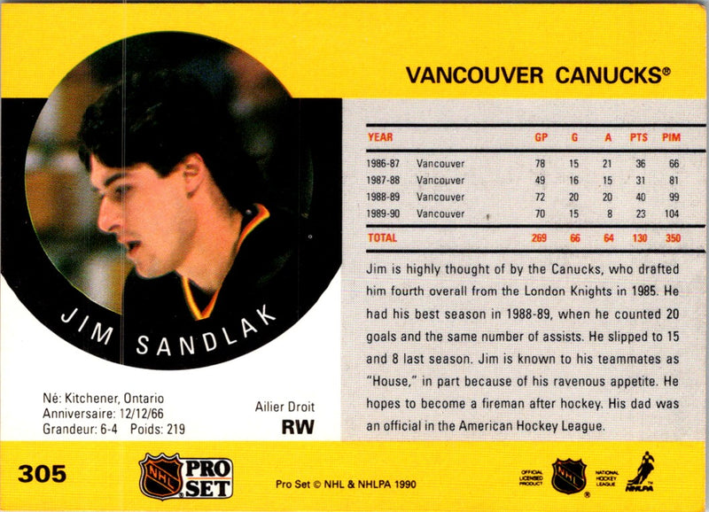 1990 Pro Set Jim Sandlak
