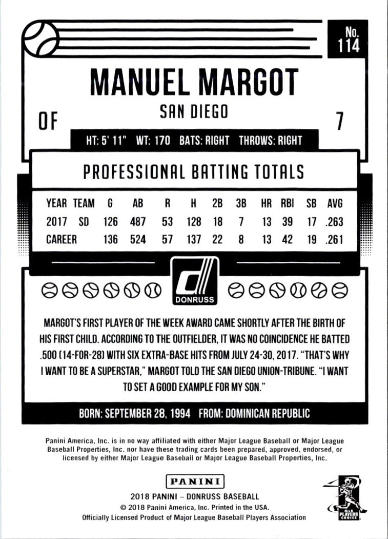 2018 Donruss Manuel Margot