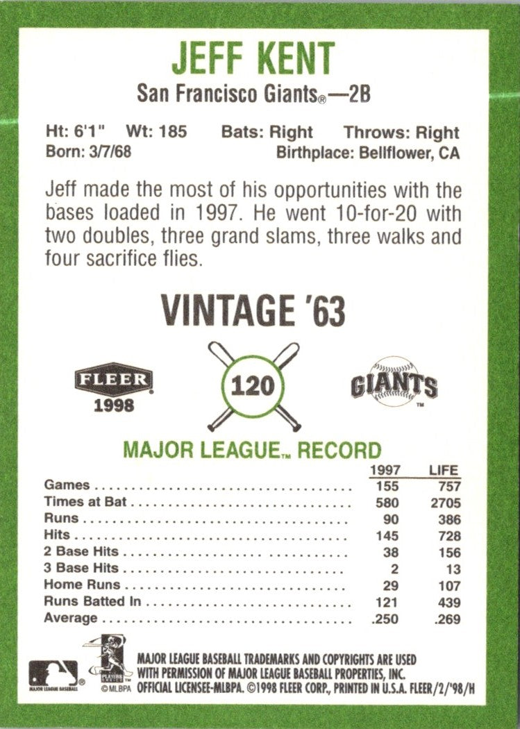 1998 Fleer Tradition Vintage Jeff Kent