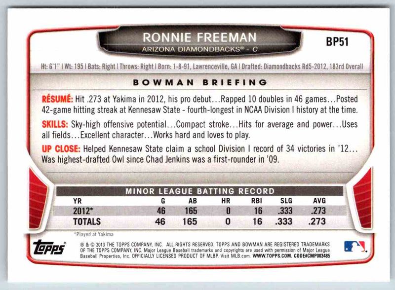 2013 Bowman Ronnie Freeman