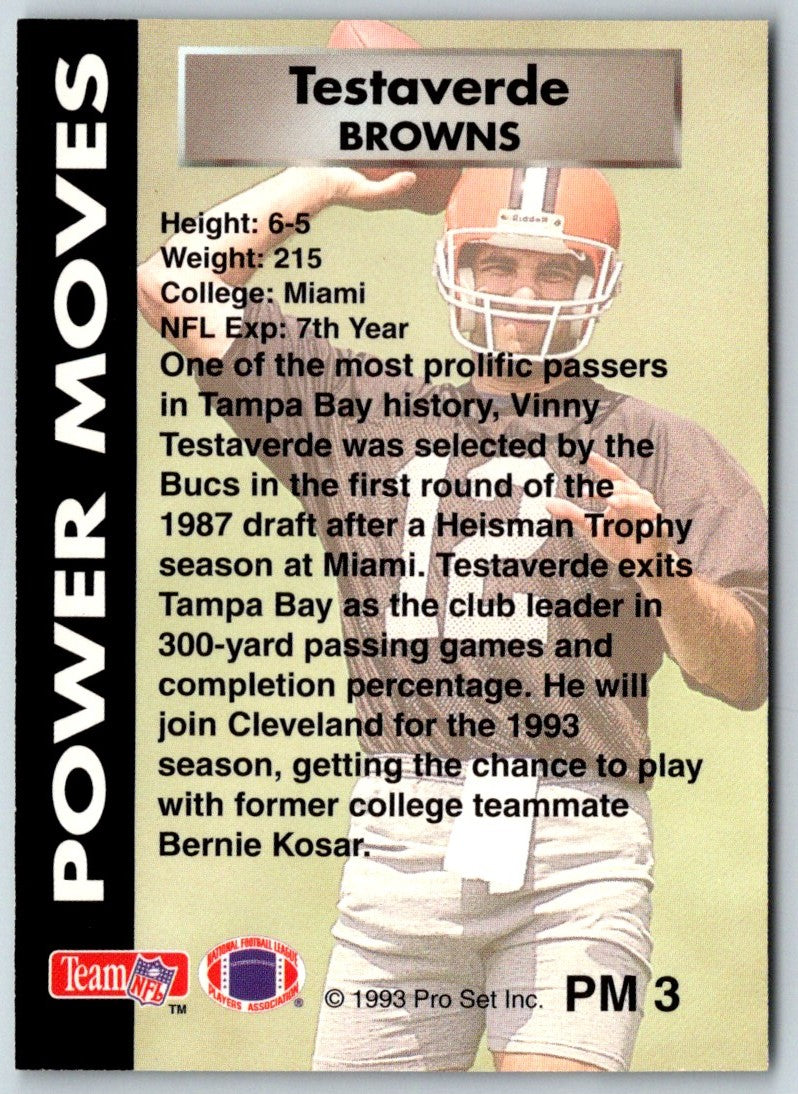 1993 Pro Set Power Moves Vinny Testaverde