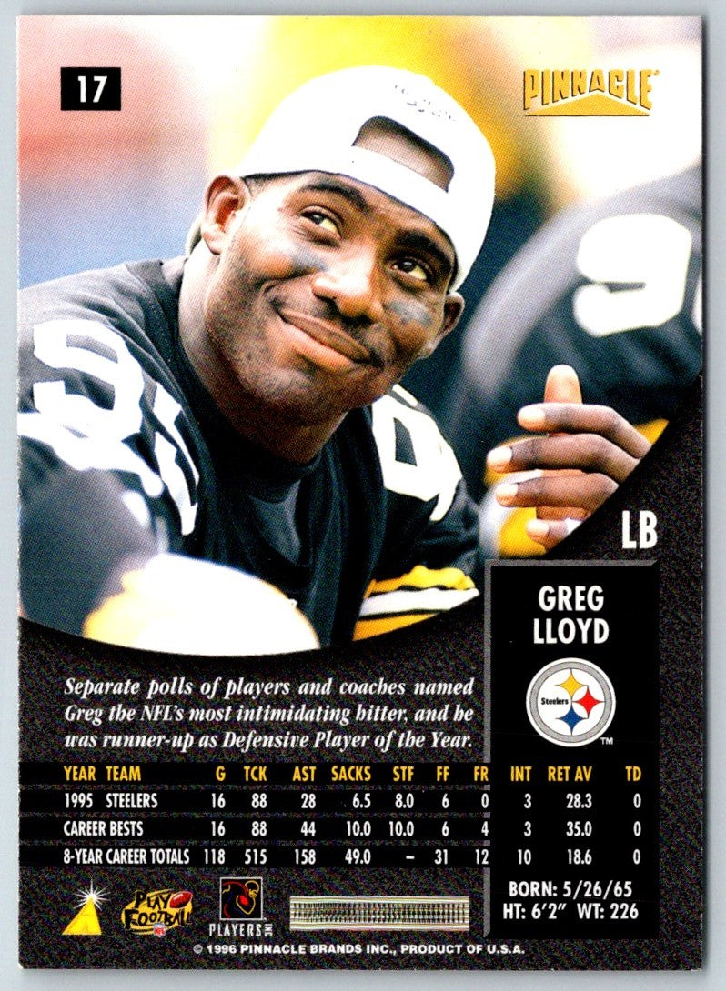 1996 Pinnacle Greg Lloyd