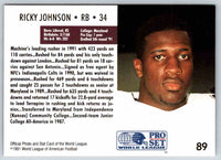 1991 Proset World League Ricky Johnson #89