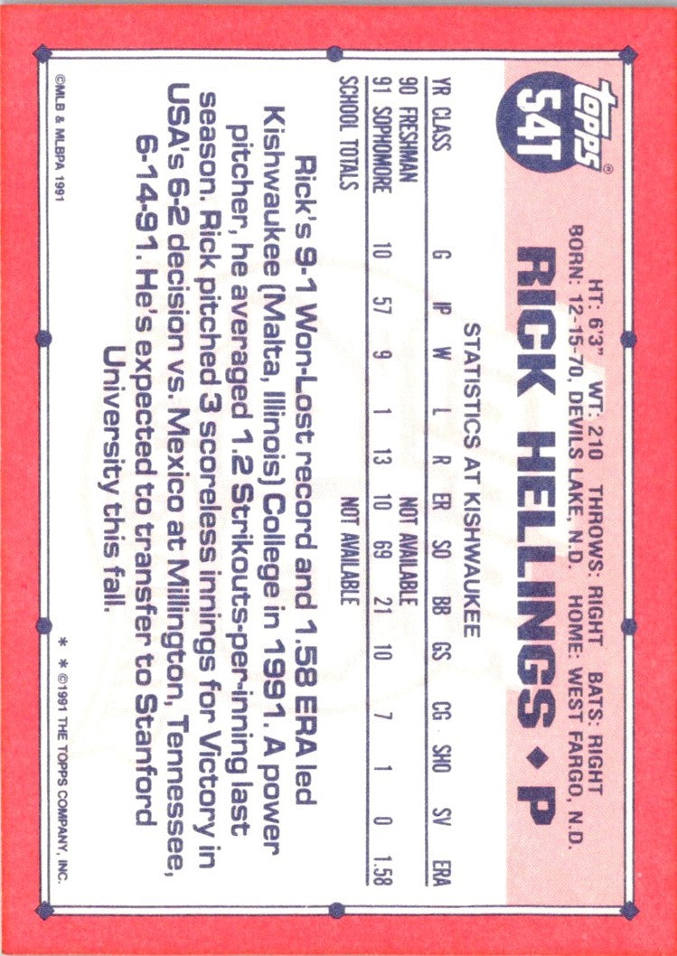 1991 Topps Traded Rick Helling