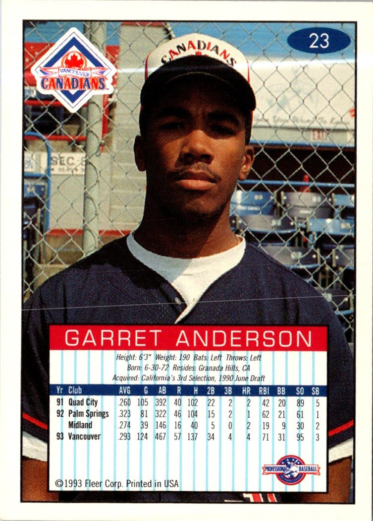 1993 Fleer Excel Garret Anderson