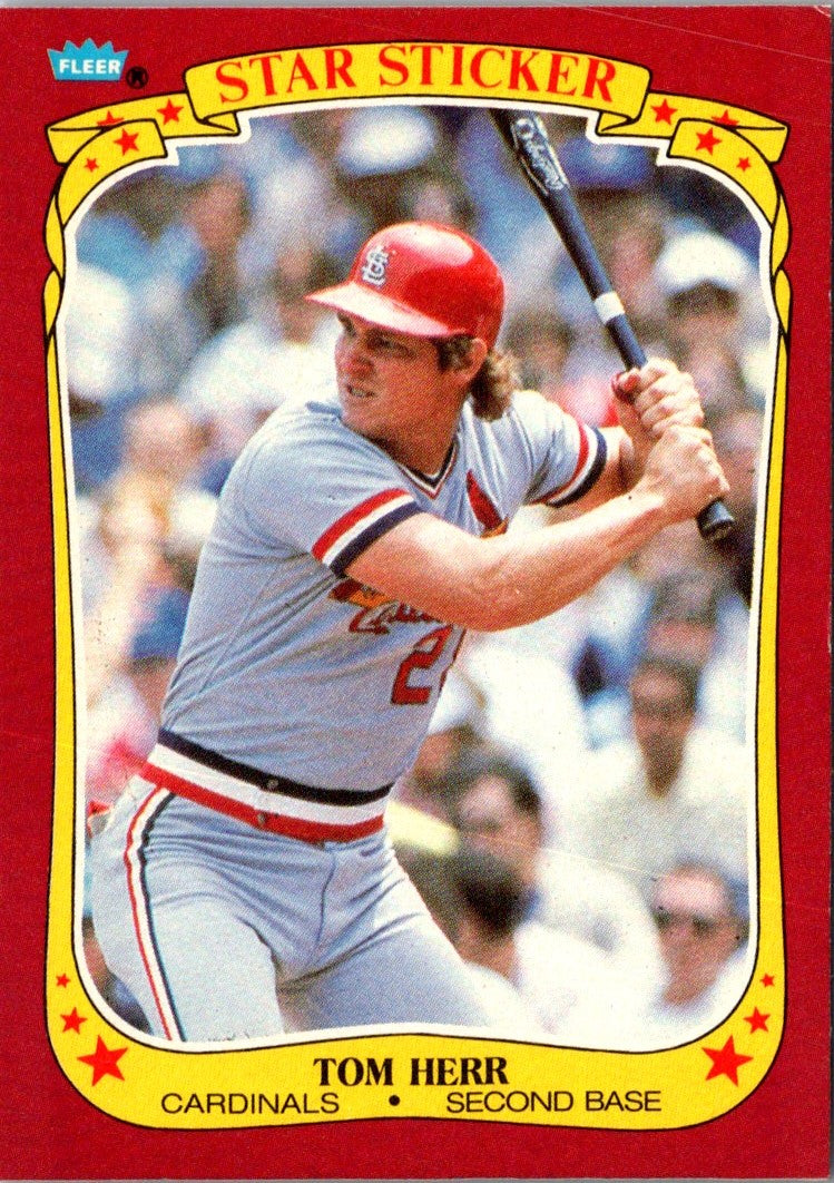 1986 Fleer Star Stickers Tom Herr