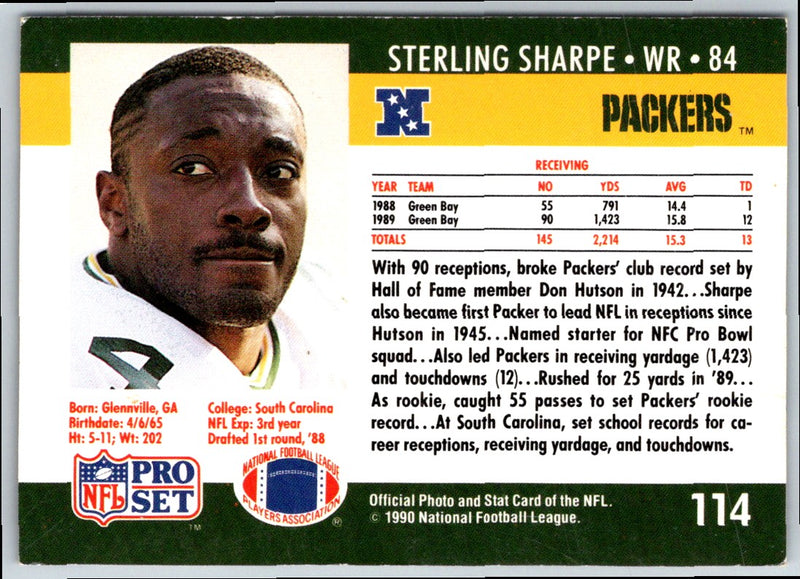 1990 Pro Set FACT Cincinnati Sterling Sharpe