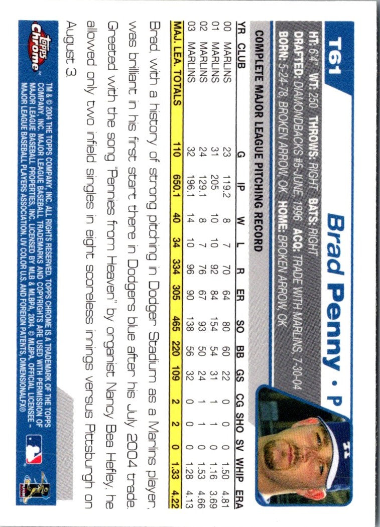 2004 Topps Traded & Rookies Brad Penny