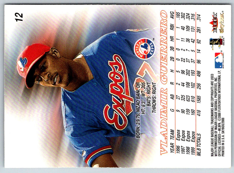 1998 Metal Universe Platinum Portraits Vladimir Guerrero