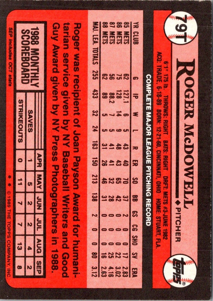 1989 Topps Traded Roger McDowell