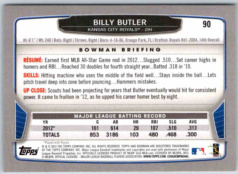 2013 Bowman Billy Butler