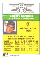 1990 CMC Calgary Cannons Greg Fulton #9