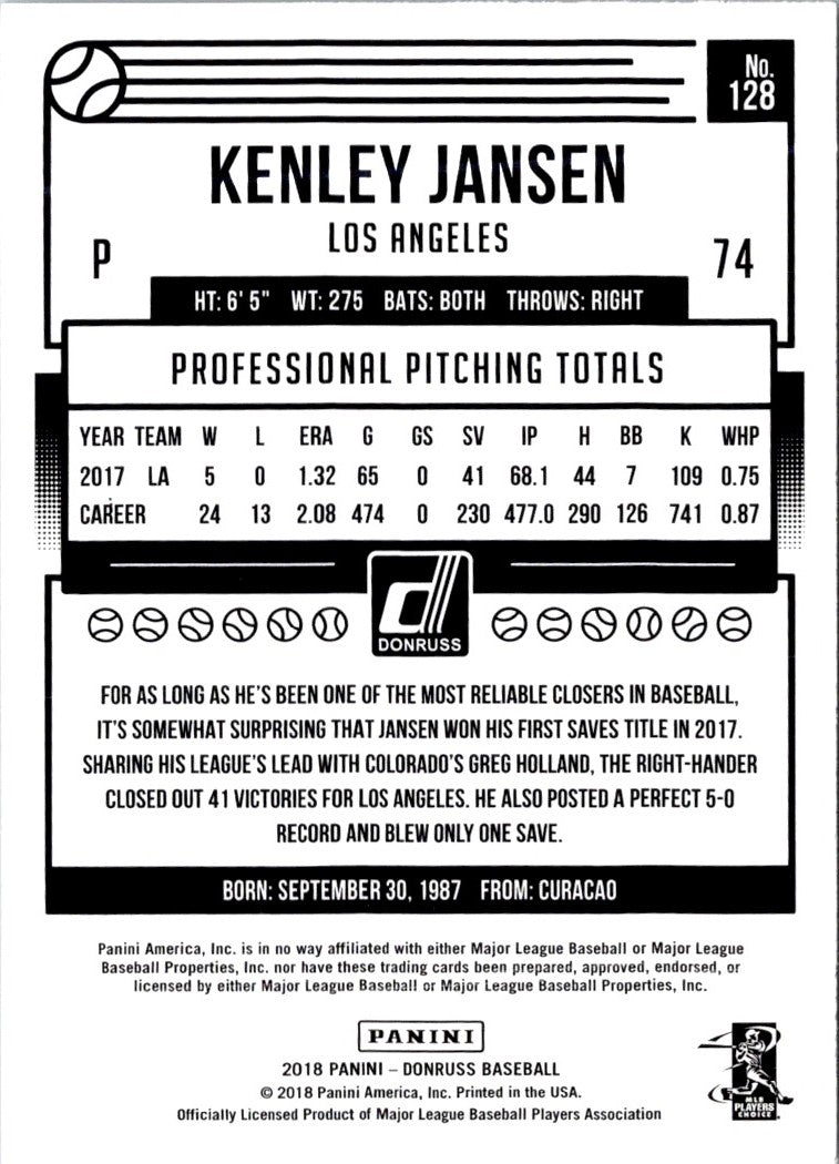 2018 Donruss Kenley Jansen