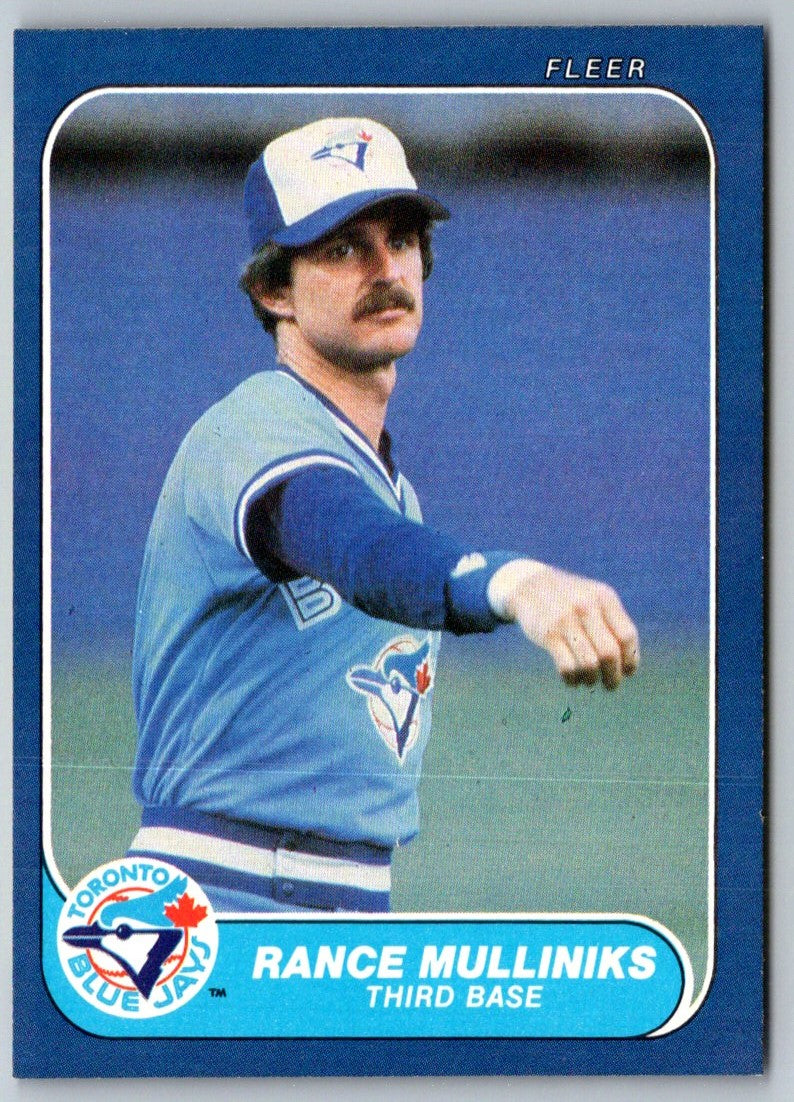 1986 Fleer Rance Mulliniks