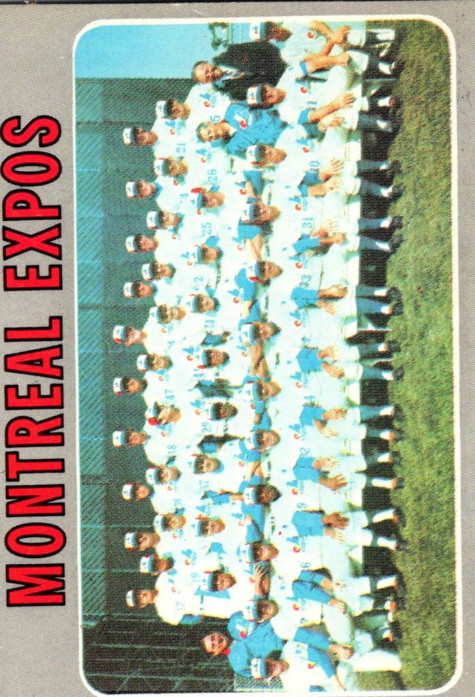 1970 Topps Expos Team Photo/Records