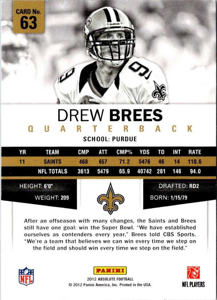 2012 Panini Absolute Drew Brees