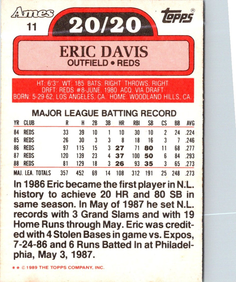 1989 Topps Ames 20/20 Club Eric Davis