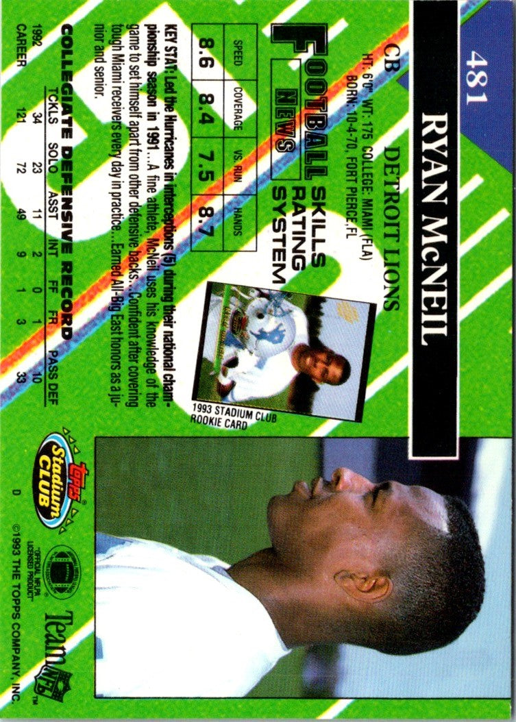 1993 Stadium Club Super Teams Bowl Ryan McNeil