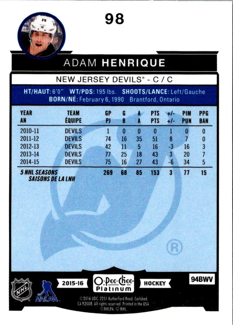 2015 O-Pee-Chee Platinum Adam Henrique