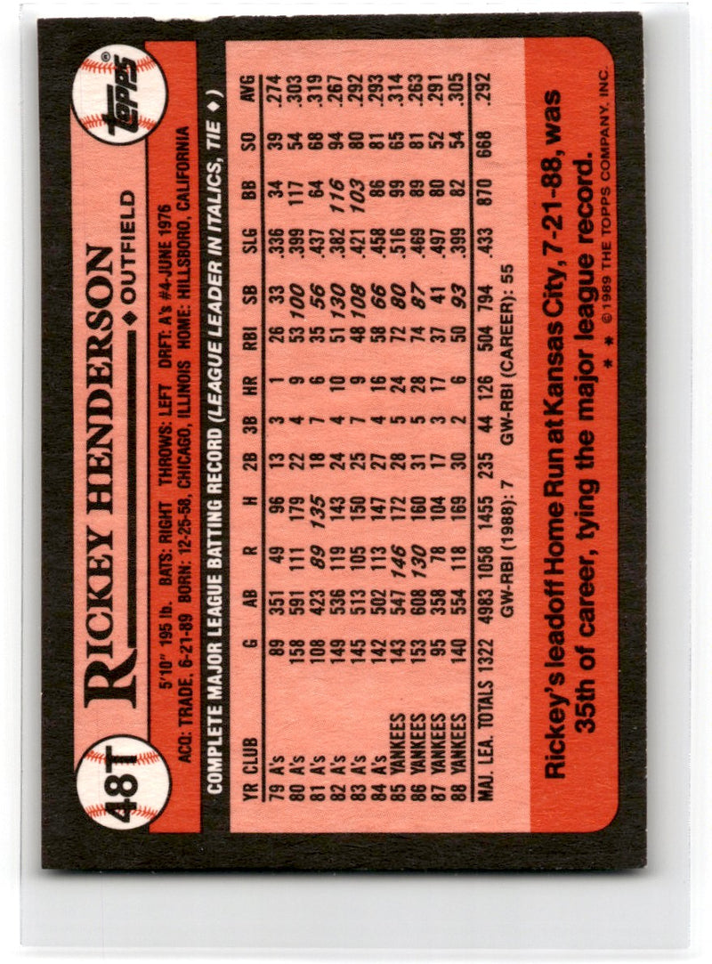 1989 Topps Traded Rickey Henderson