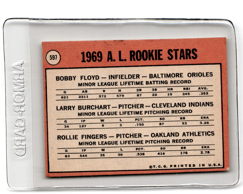 1969 Topps A.L. Rookie Stars - Bob Floyd/Larry Burchart/Rollie Fingers