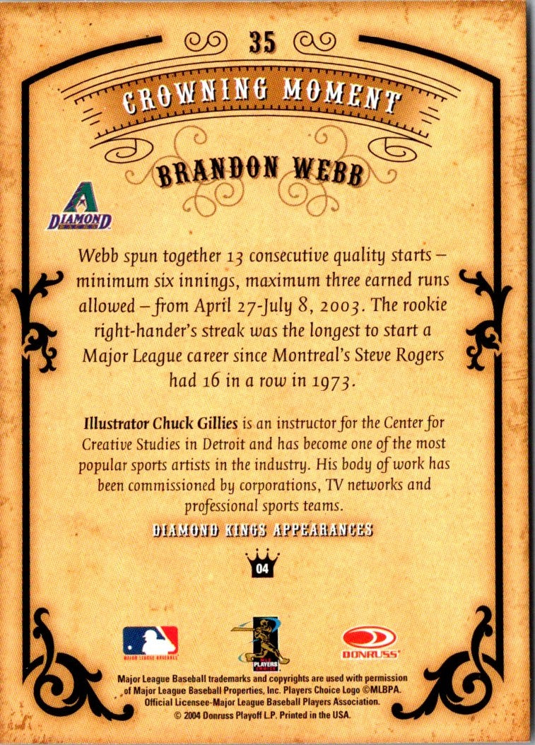 2004 Donruss Diamond Kings Brandon Webb